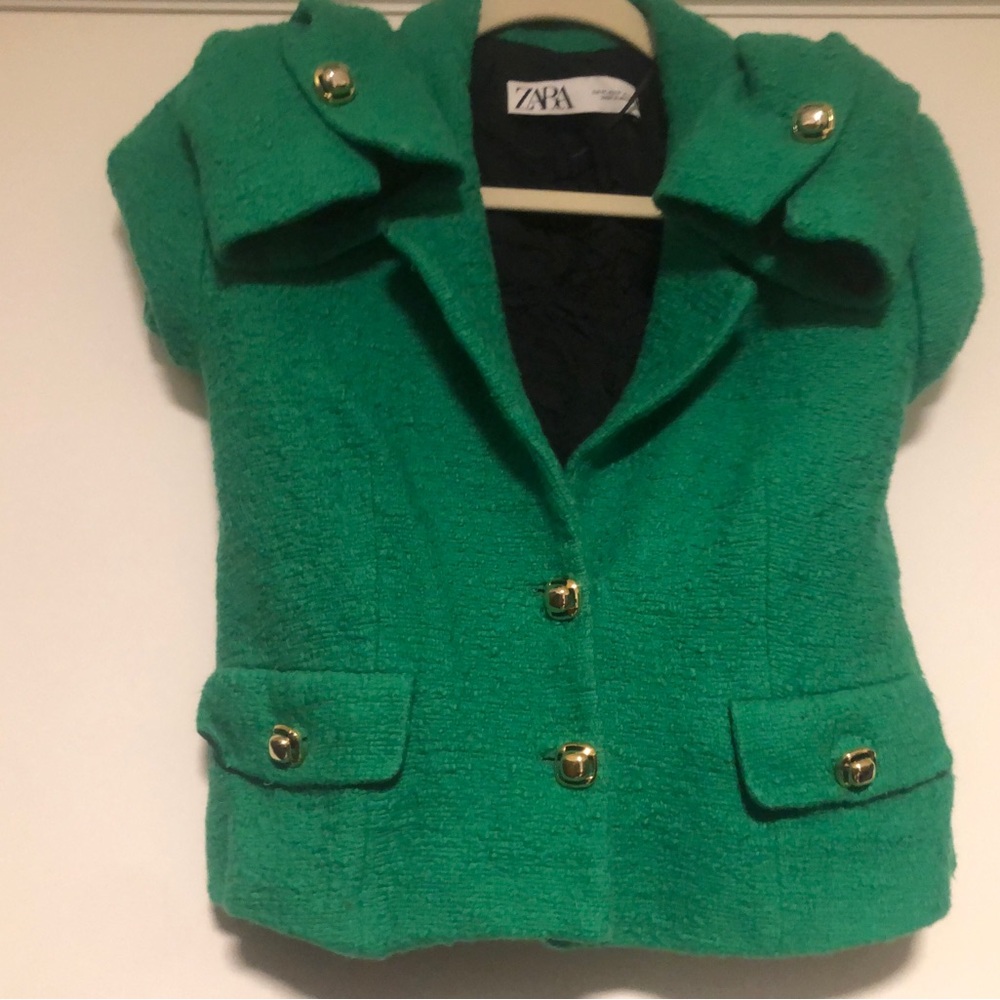 Zara Emerald Green Blazer with Gold Accents